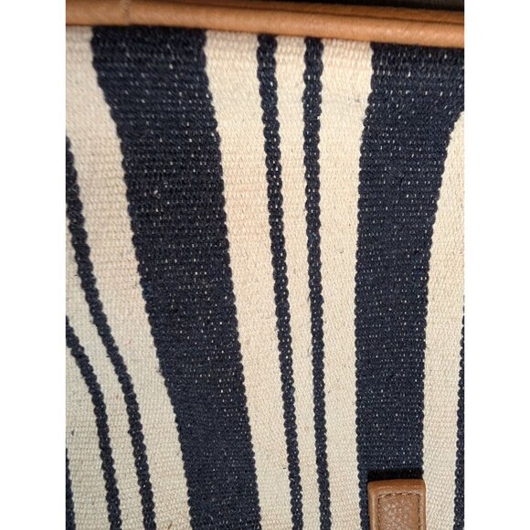 MultiSac Womens Stripe Tote Handbag Brown & Black Faux Leather & Canvas - Picture 5 of 10